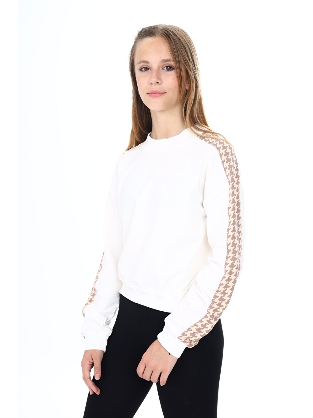 Ekru Kız Çocuk Baskılı Sweatshirt-4