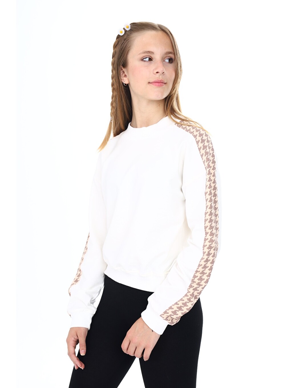 Ekru Kız Çocuk Baskılı Sweatshirt-5