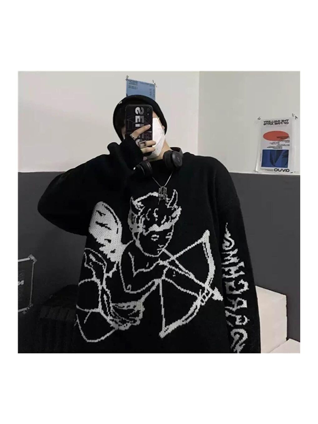 Eros Siyah Oversize Kazak-1