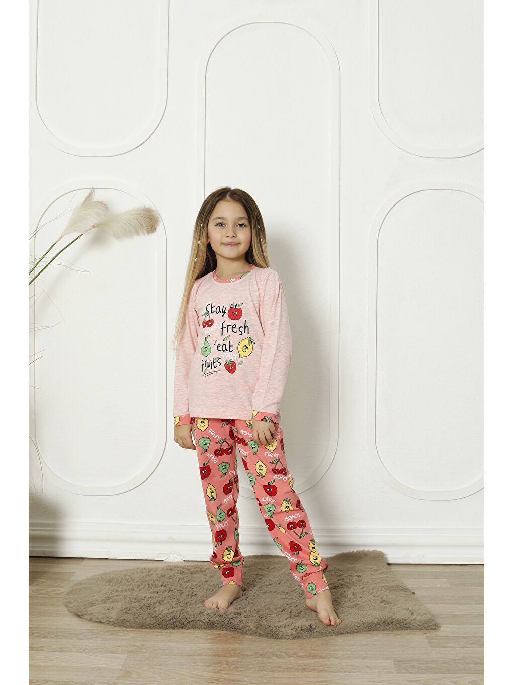 Kapi Kids Pembe Kız Çocuk Meyve Baskılı Pijama Takımı Mnx 6071-72