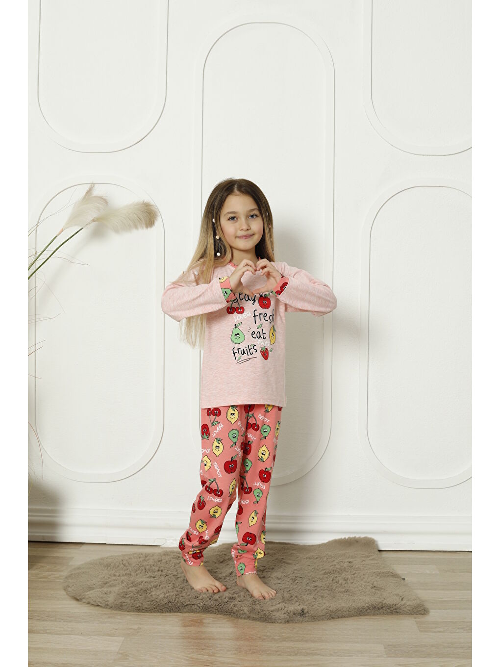 Kapi Kids Pembe Kız Çocuk Meyve Baskılı Pijama Takımı Mnx 6071-72 - 1