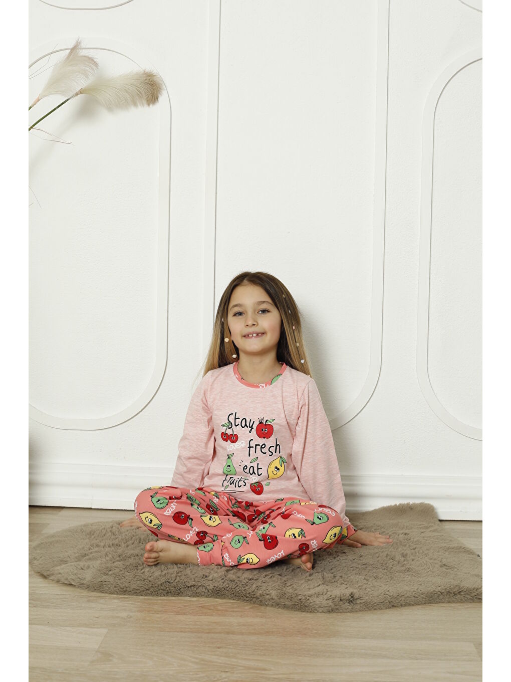 Kapi Kids Pembe Kız Çocuk Meyve Baskılı Pijama Takımı Mnx 6071-72 - 2