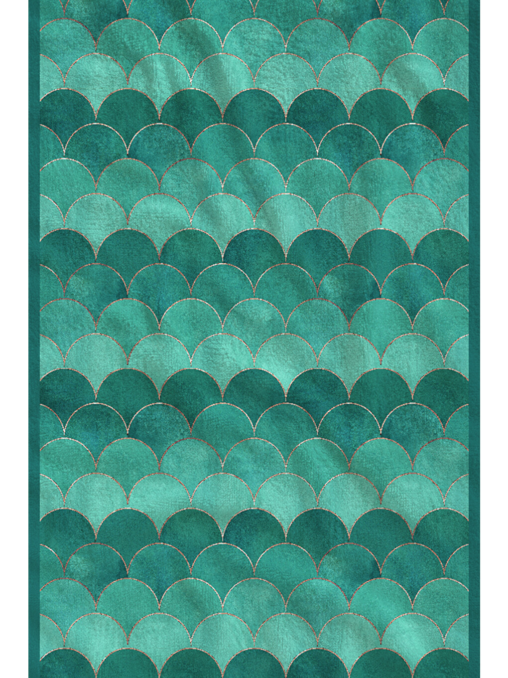 Yeşil Denizkızı Pulu Desenli 70x150 Cm Dijital Baskılı Plaj Ve Banyo Havlusu-1