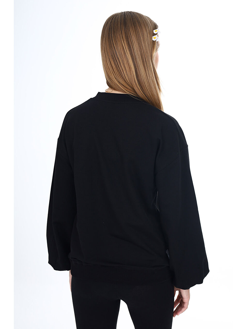 Siyah Kız Çocuk Okul Sweatshirt-5