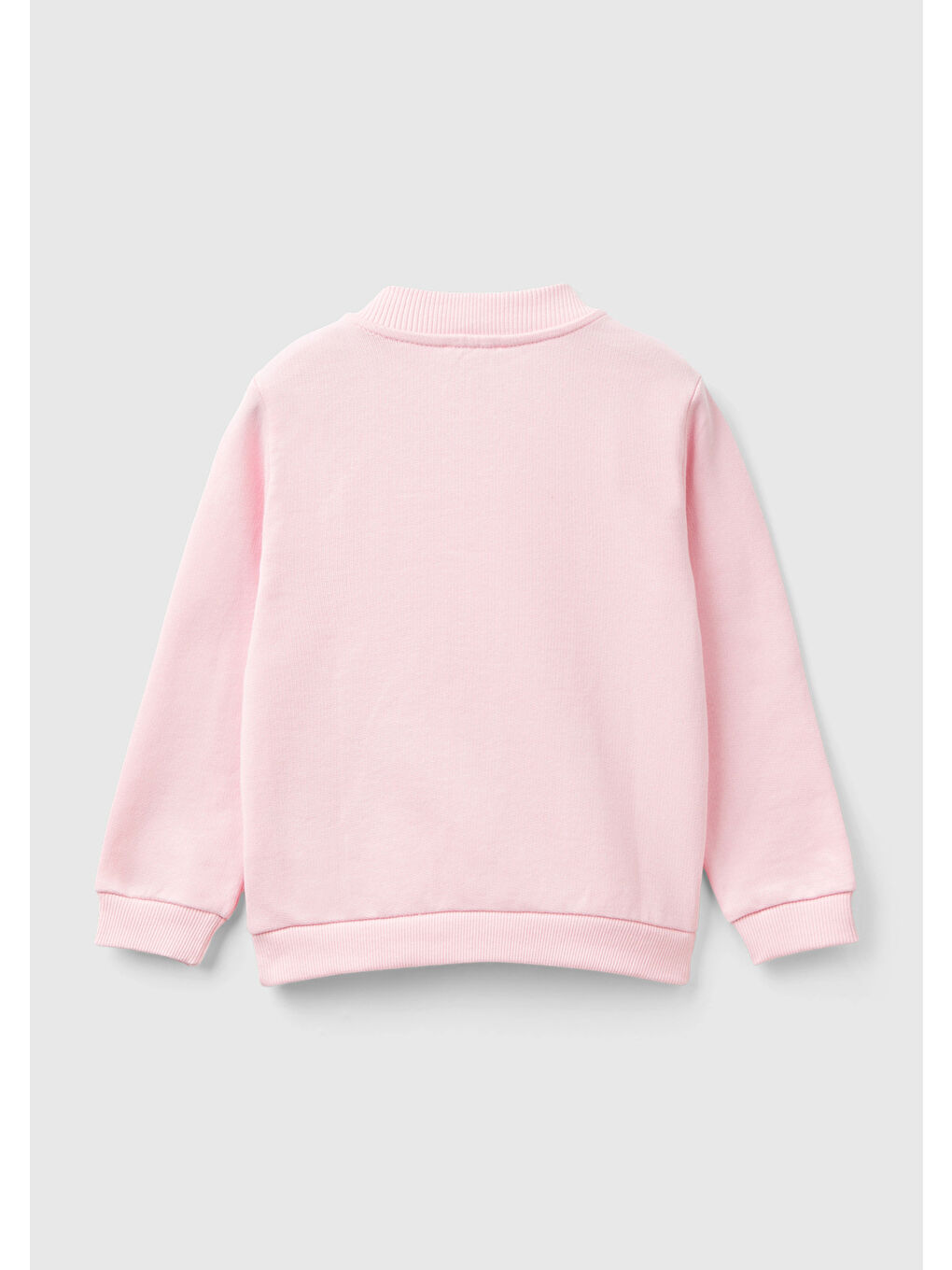 United Colors Of Benetton Kız Çocuk Açık Pembe Önü Logo Baskılı Normal Kesim Fermuarlı Cepli Sweatshirt - 1