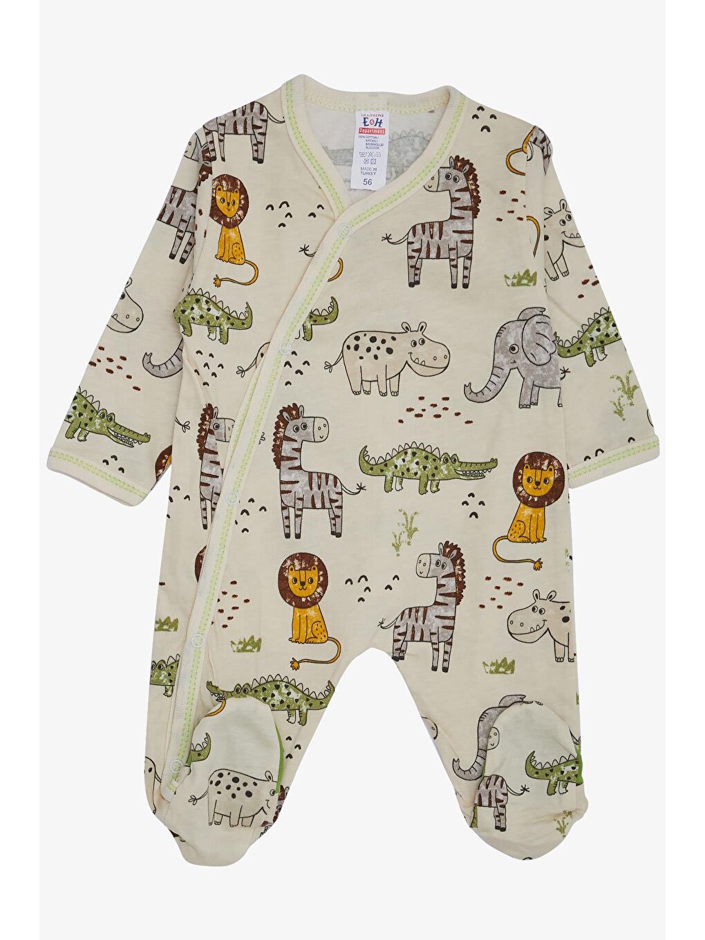 Ekru Erkek Bebek Hastane Çıkışı 8 li Sevimli Hayvancıklar Desenli Krem (0-3 Ay)-5