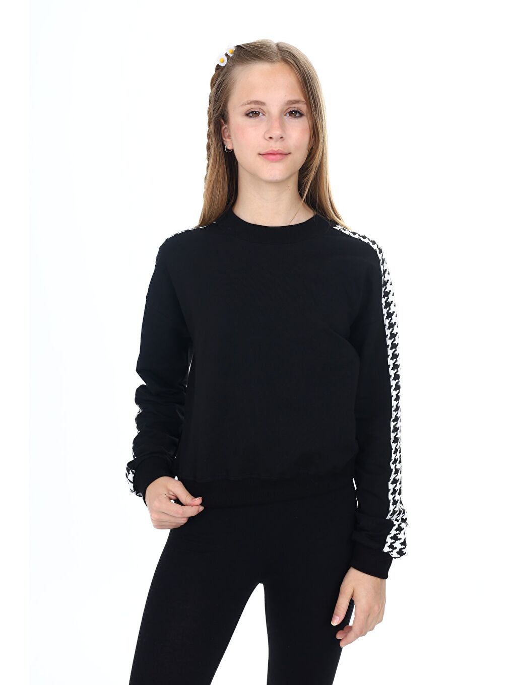 Siyah Kız Çocuk Baskılı Sweatshirt
