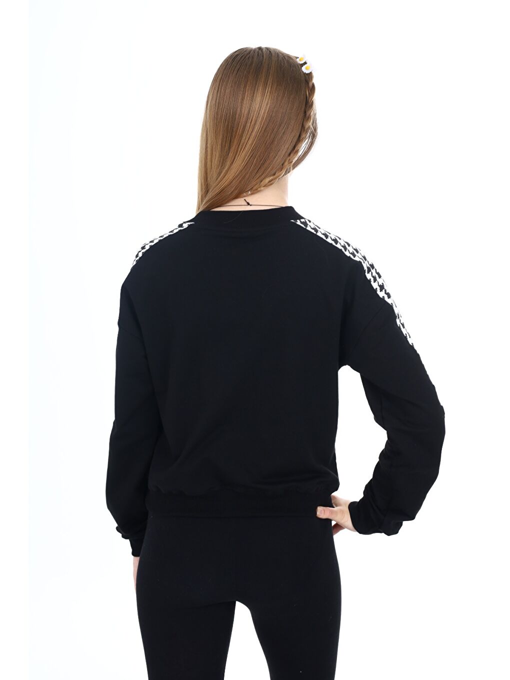 Siyah Kız Çocuk Baskılı Sweatshirt-4