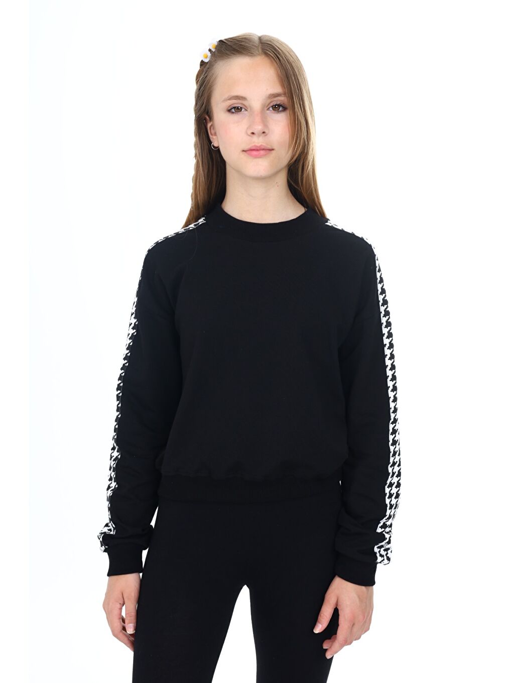 Siyah Kız Çocuk Baskılı Sweatshirt-5