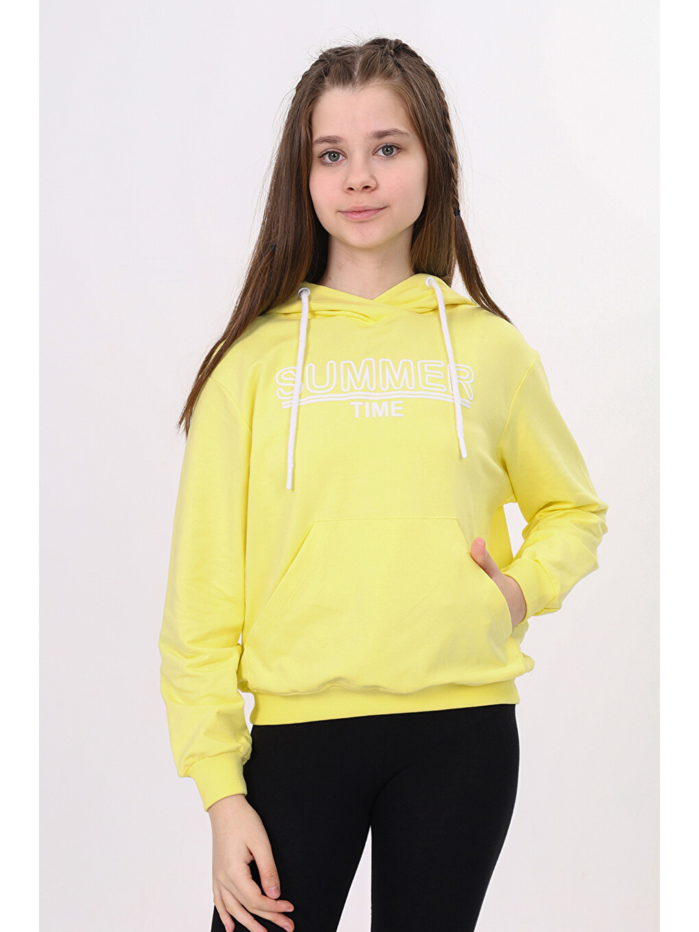 Sarı Kız Çocuk Baskılı Sweatshirt