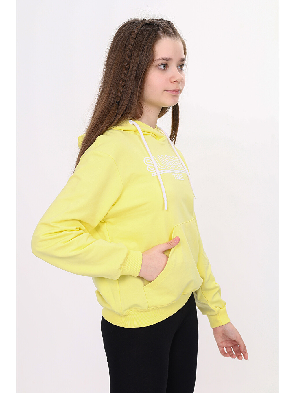 Sarı Kız Çocuk Baskılı Sweatshirt-1