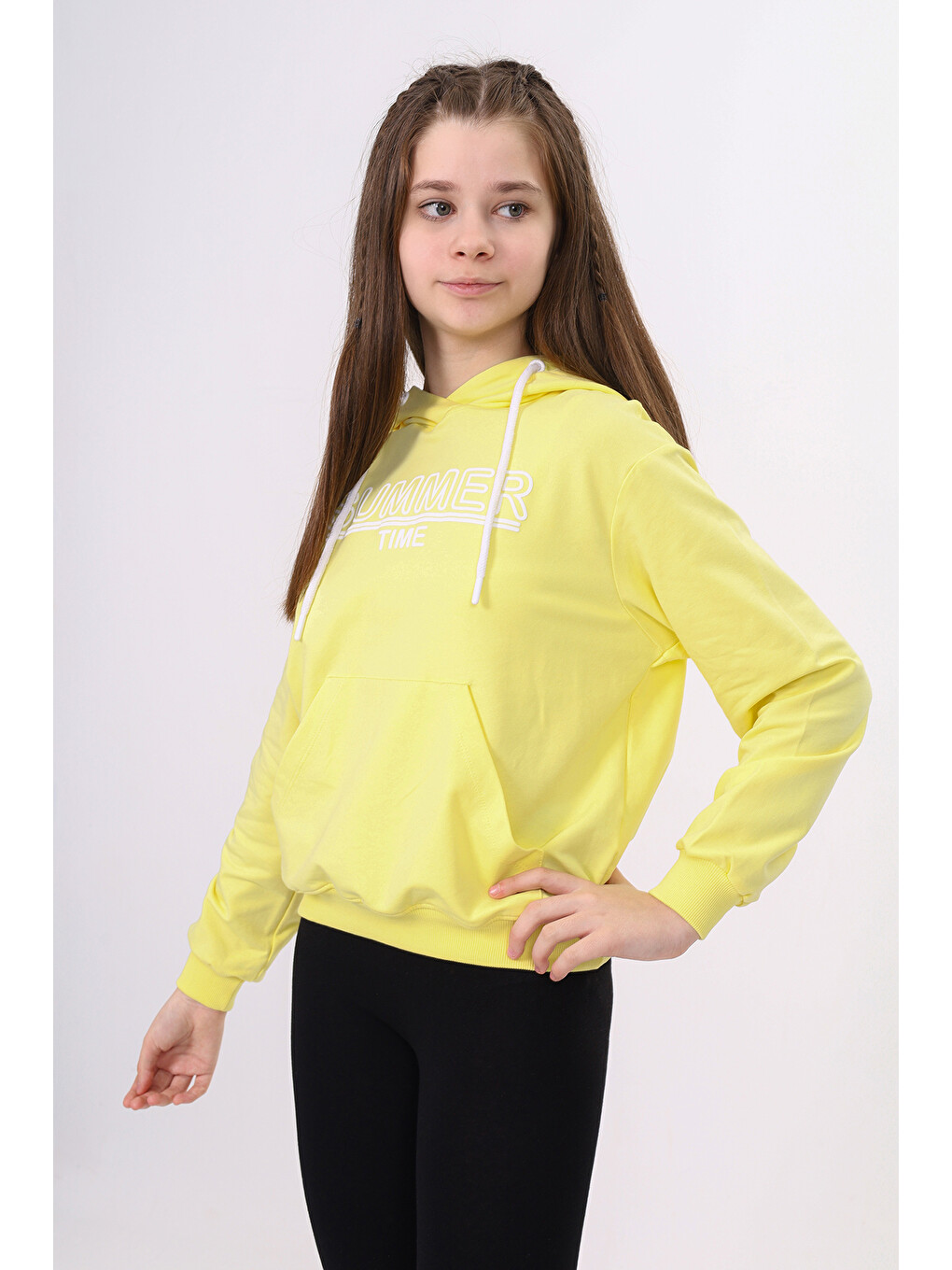 Sarı Kız Çocuk Baskılı Sweatshirt-2