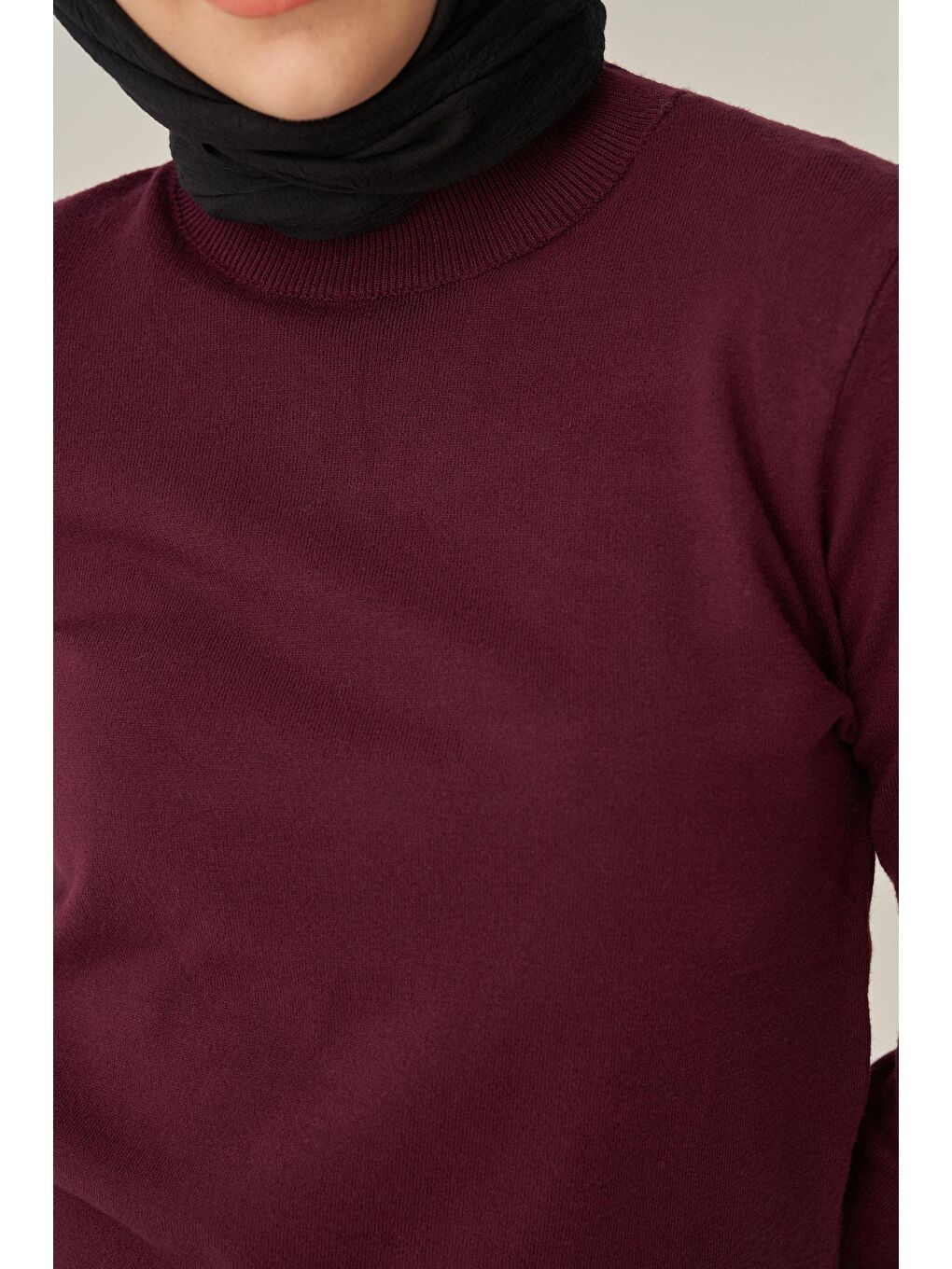 Bordo-Yarım Balıkçı Uzun Kol Kazak-3