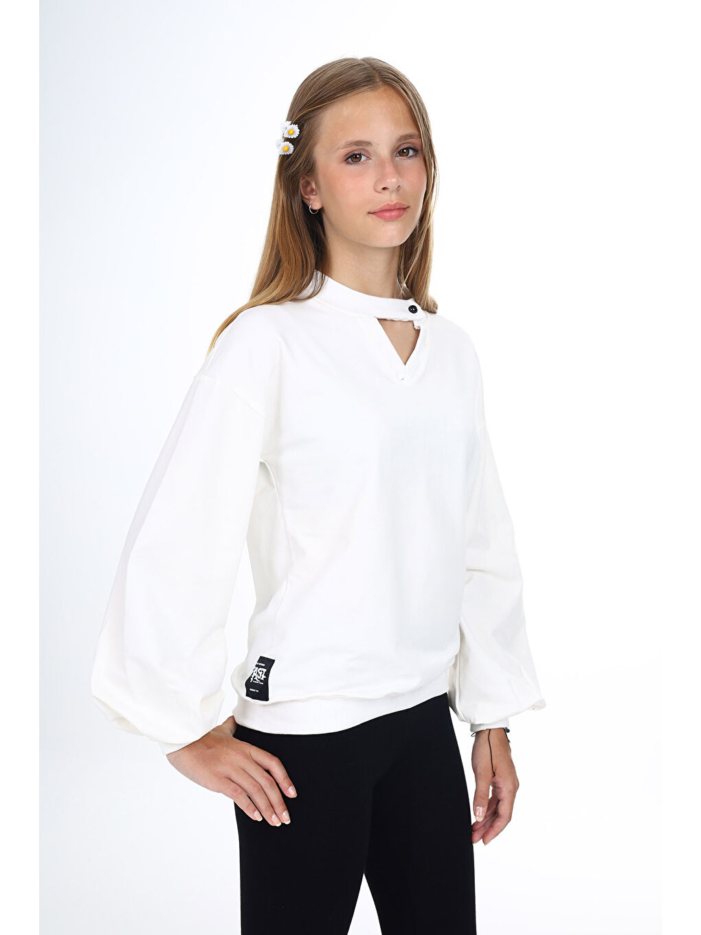 Ekru Kız Çocuk Okul Sweatshirt-2