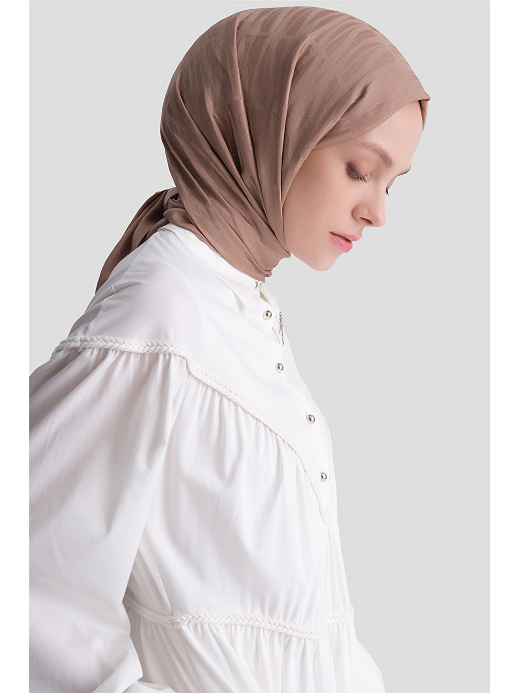 Oversize Katlı Poplin Elbise Ekru-4