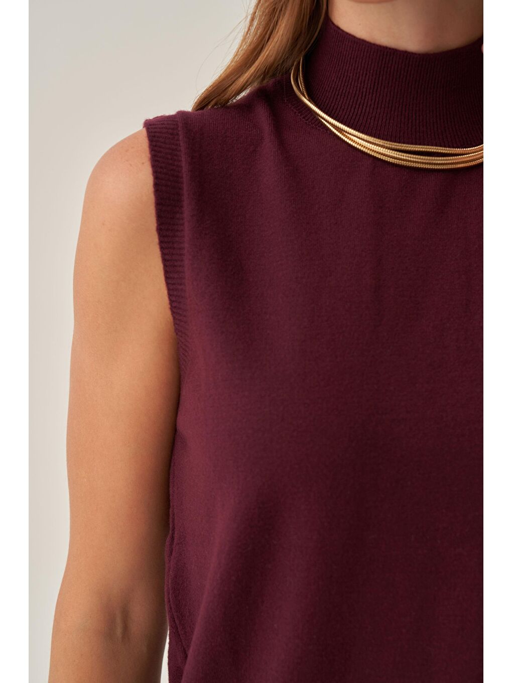 Bordo-Yarım Balıkçı Kolsuz Kazak-3