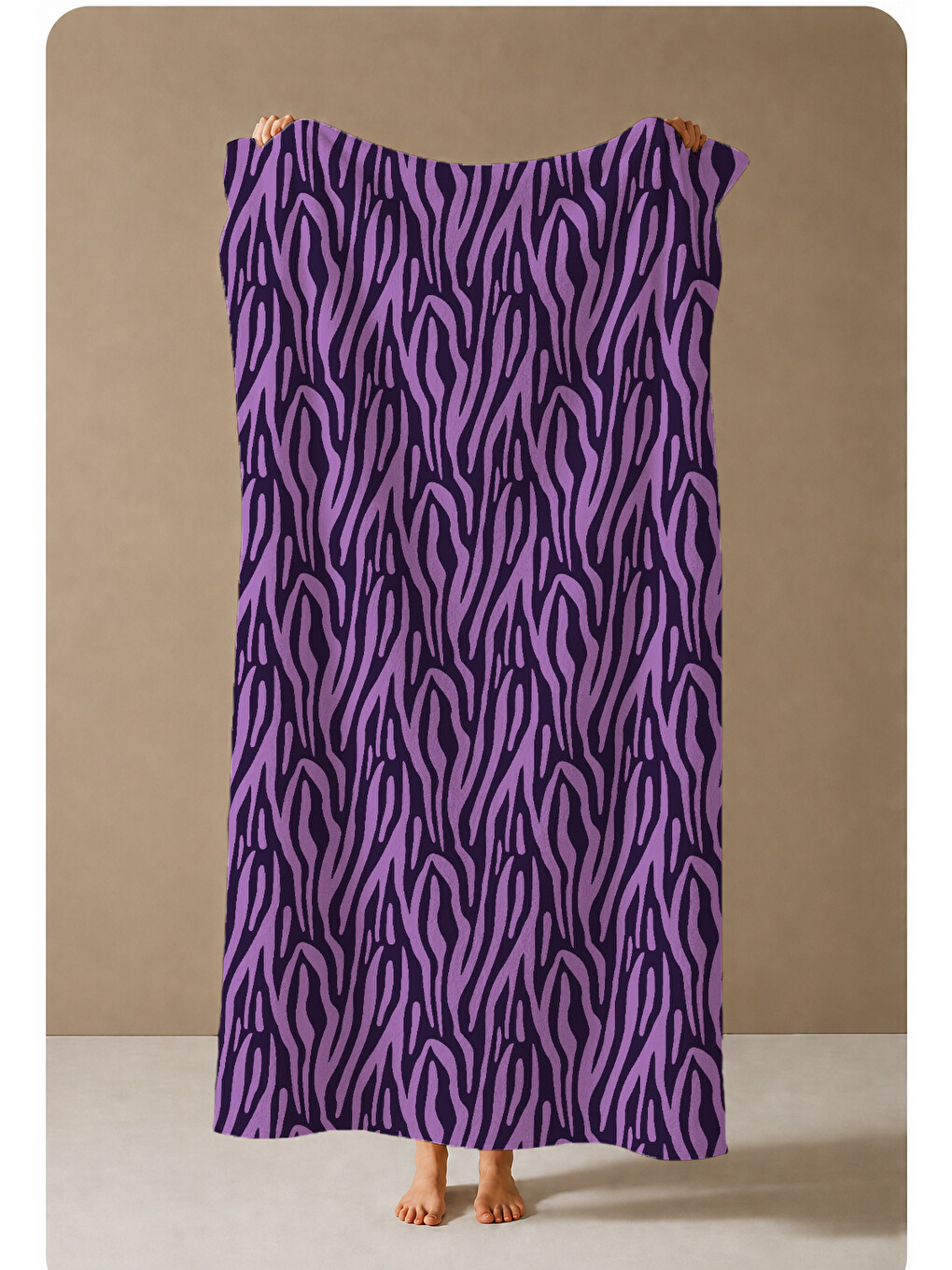 Mor Siyah Zebra Desenli 70x150 Cm Dijital Baskılı Plaj Ve Banyo Havlusu-3