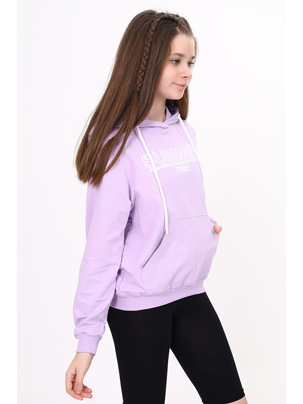 Lila Kız Çocuk Baskılı Sweatshirt-1