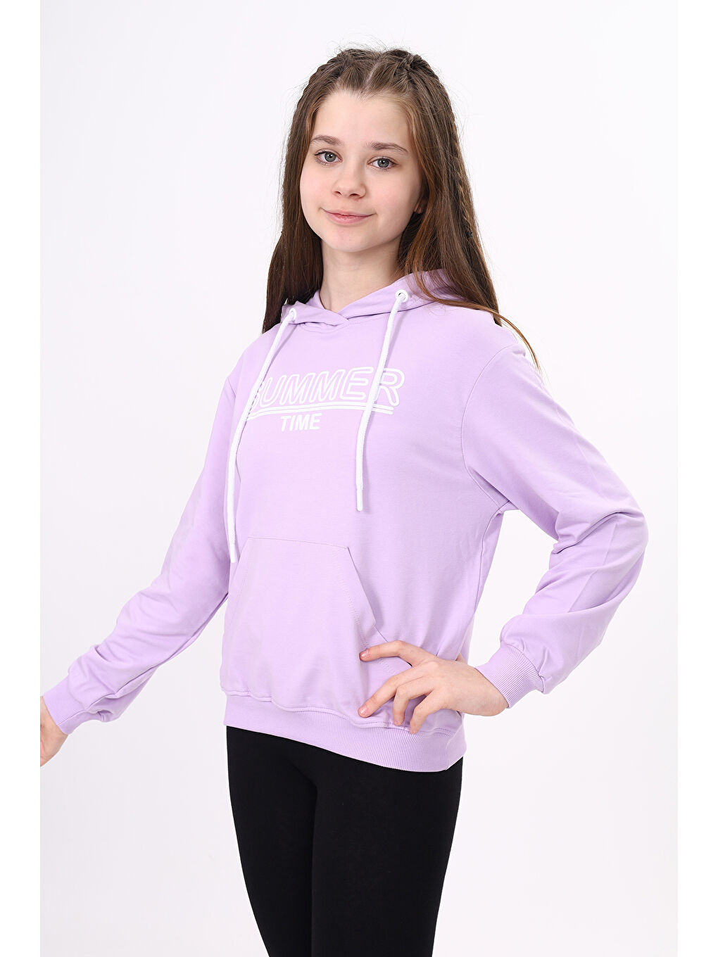 Lila Kız Çocuk Baskılı Sweatshirt-2