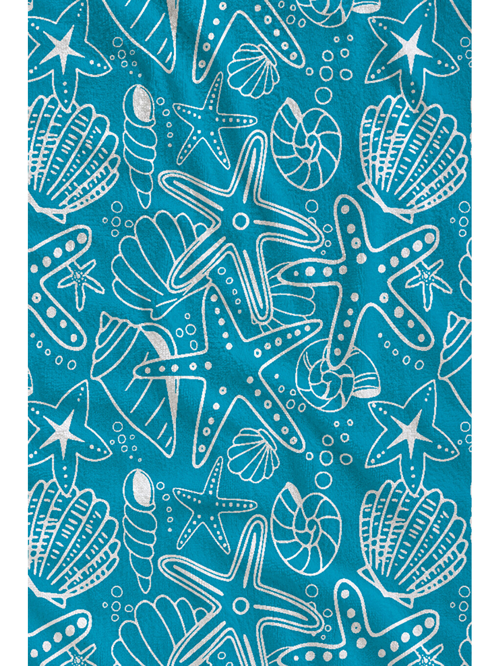 Turkuaz Deniz Canlıları Çizim Desenli 70x150 Cm Dijital Baskılı Plaj Ve Banyo Havlusu-1