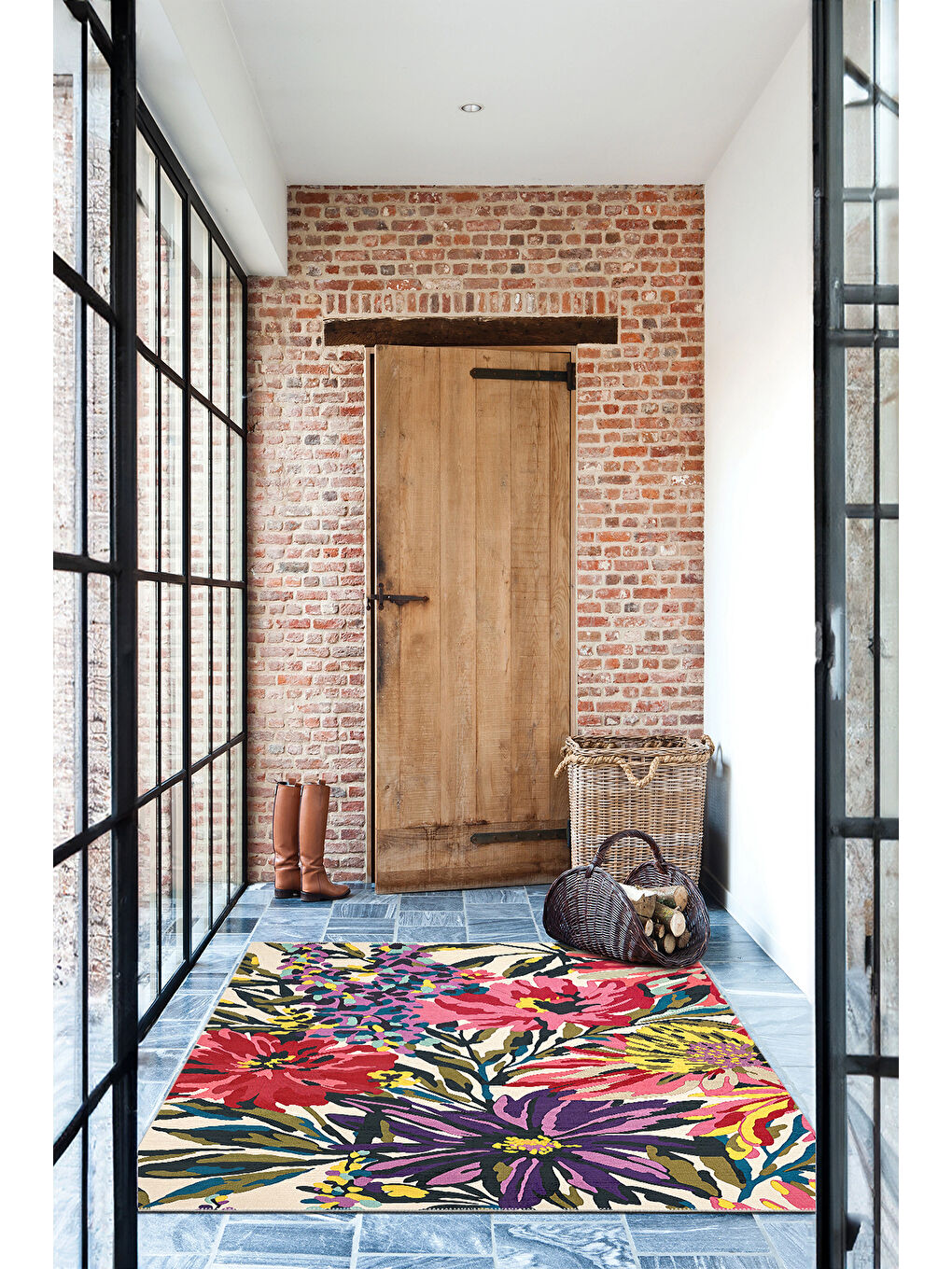 Pembe Dekoratif Salon Halısı, Makinada Yıkanabilir, Kaymaz Taban, İnce & Modern Tasarım-4