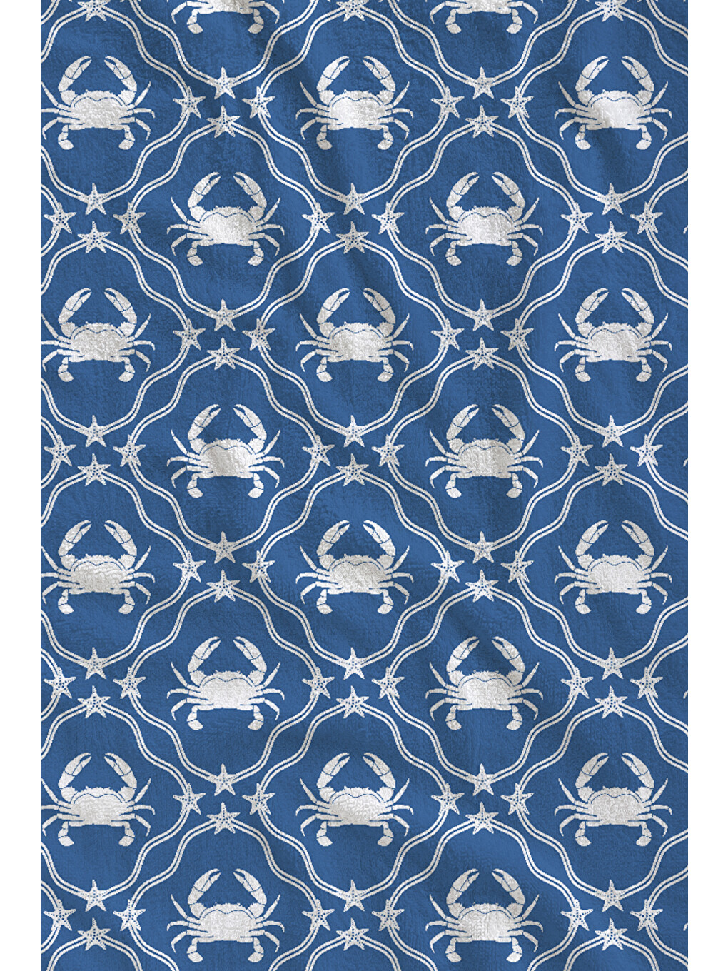 Lacivert Beyaz Klasik Yengeç Damask Desenli 70x150 Cm Dijital Baskılı Plaj Ve Banyo Havlusu-1