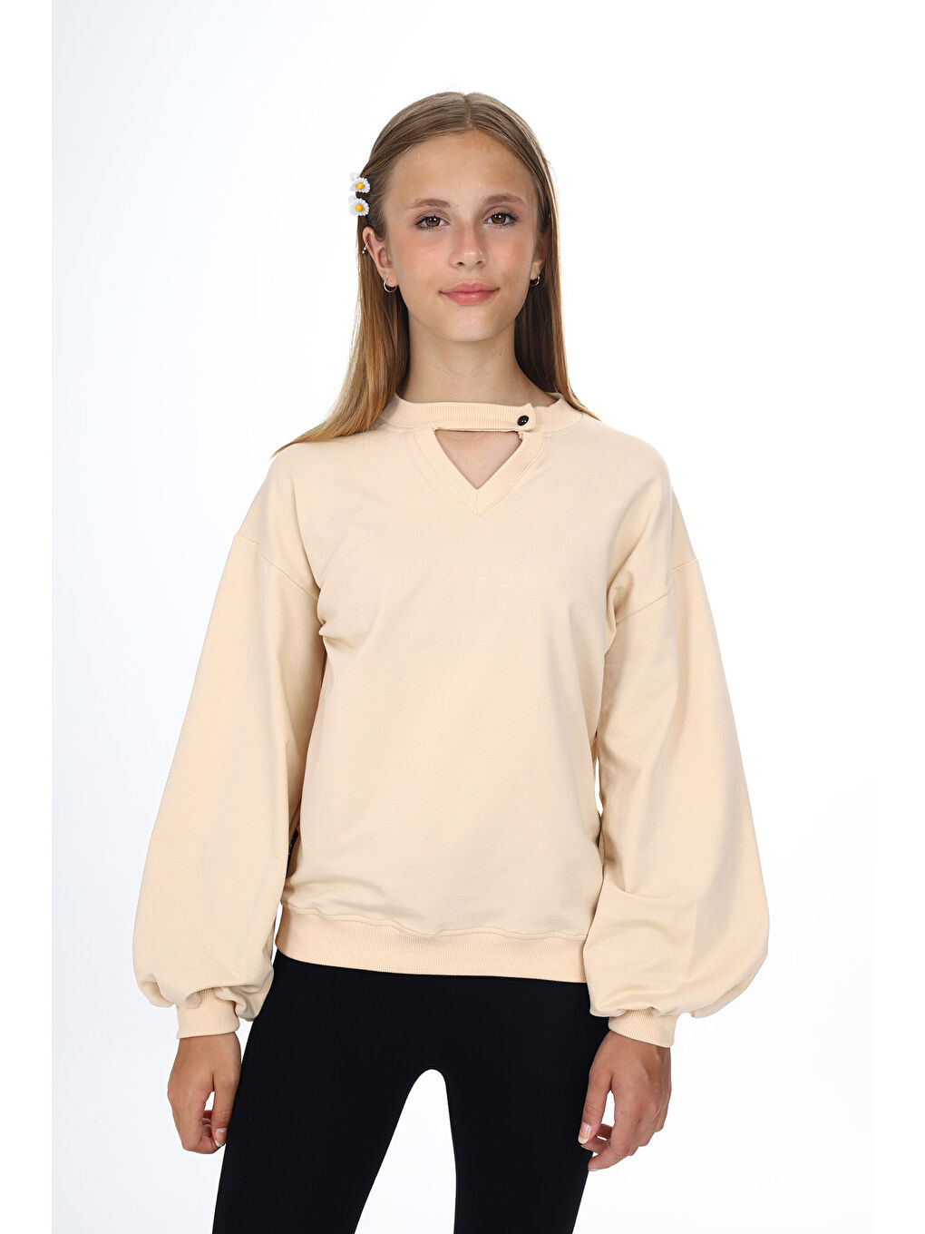 Bej Kız Çocuk Okul Sweatshirt-2