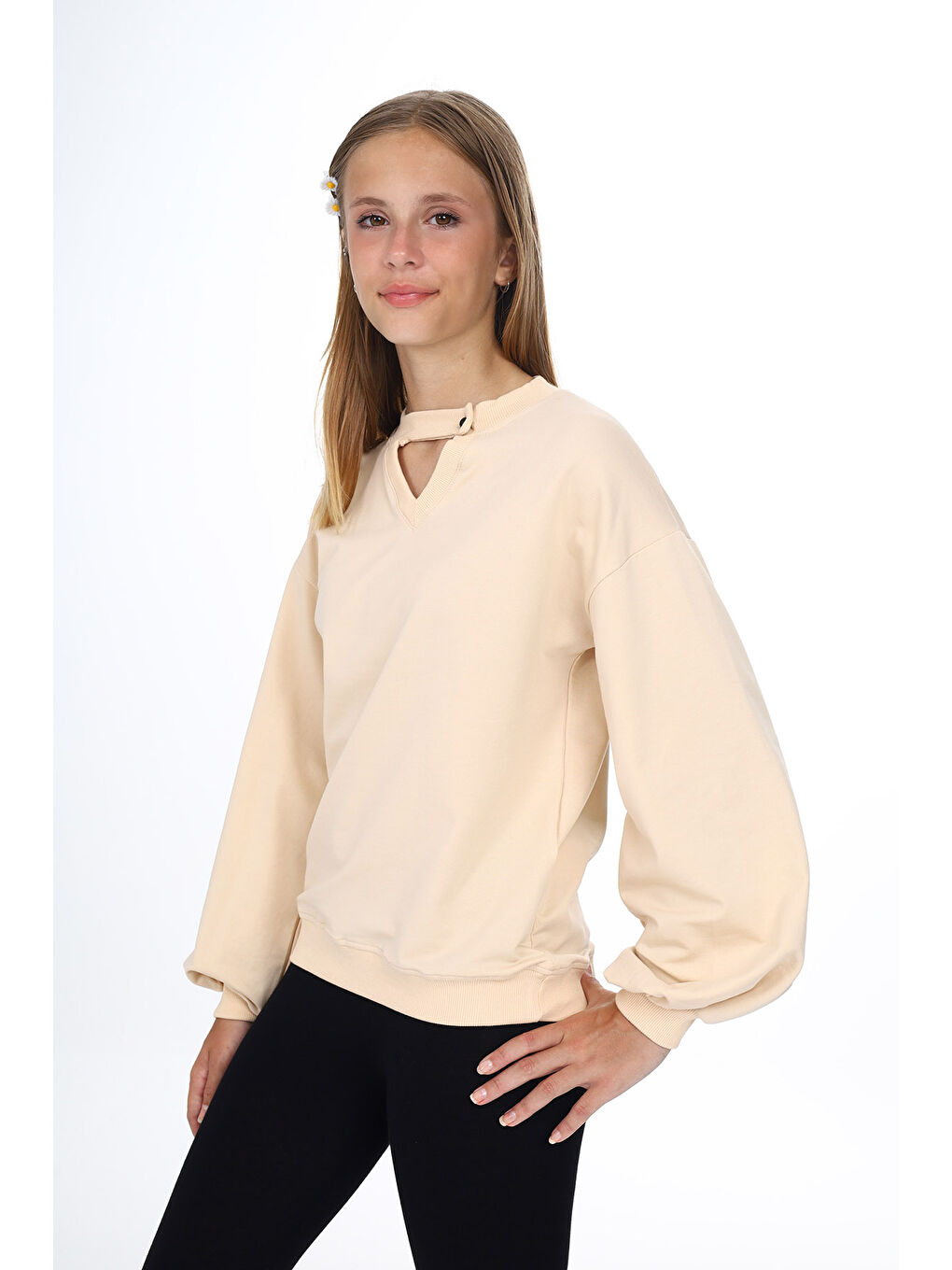 Bej Kız Çocuk Okul Sweatshirt-3