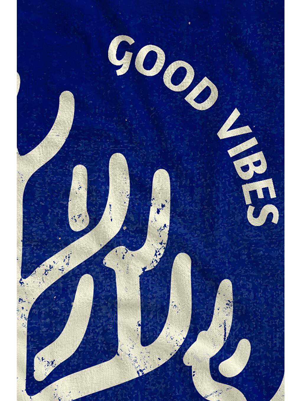 Lacivert Good Vibes Yazılı Minimal El Desenli 70x150 Cm Dijital Baskılı Plaj Ve Banyo Havlusu-1