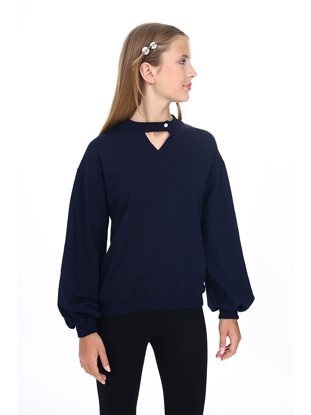 Lacivert Kız Çocuk Okul Sweatshirt-1