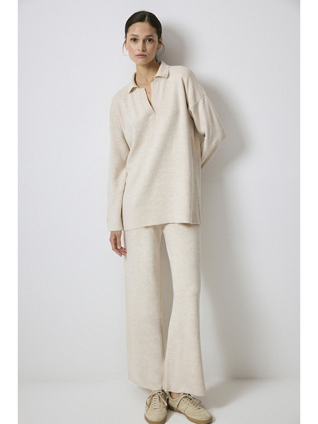 Bej Polo Yaka Triko Takım-1