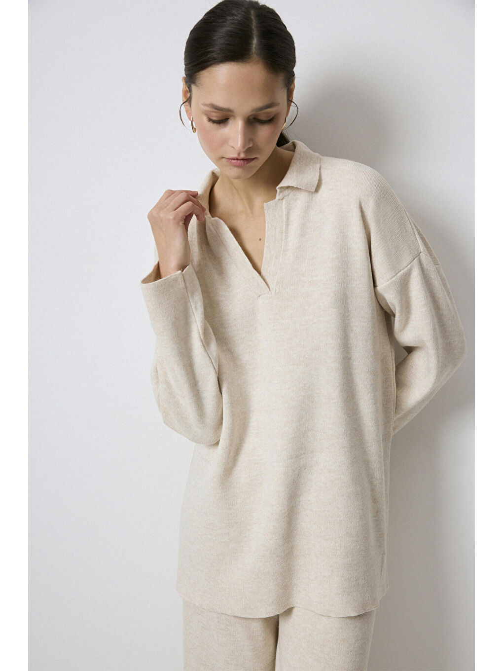 Bej Polo Yaka Triko Takım-3