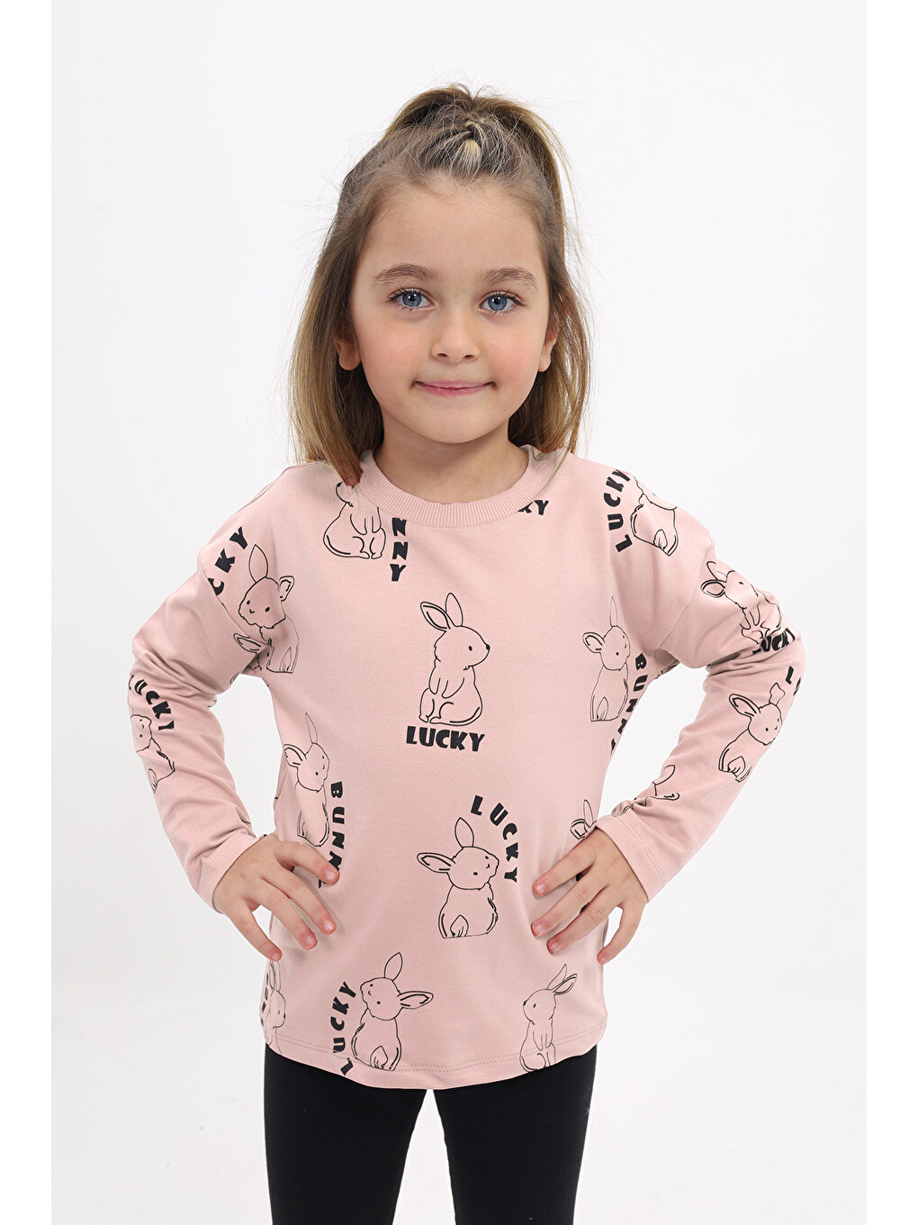 Pembe Kız Çocuk Baskılı Sweatshirt