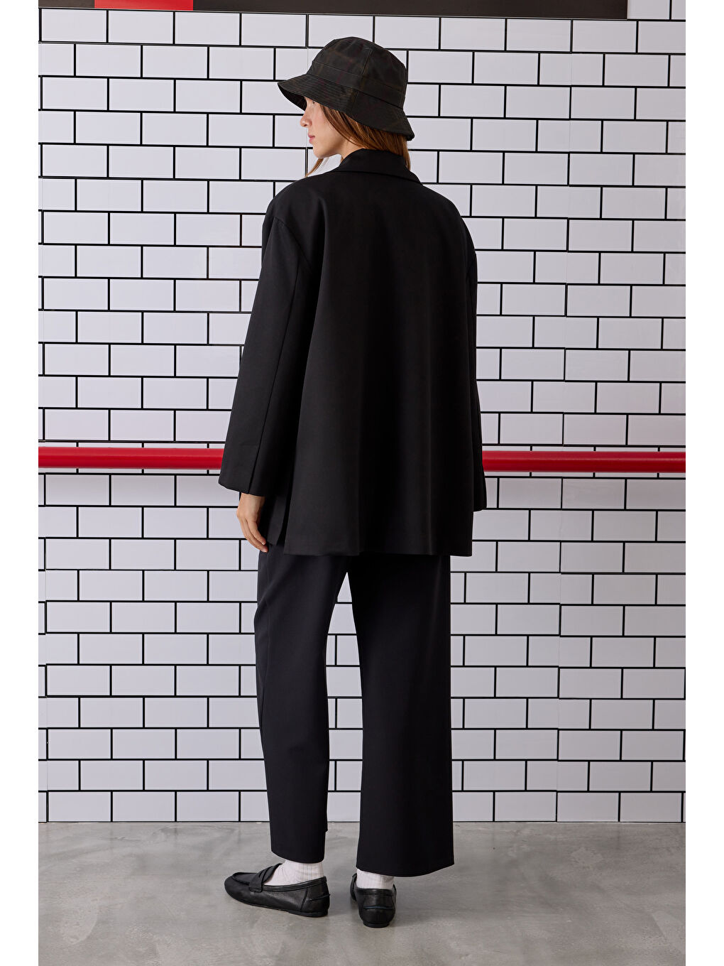 Nervürlü Midi Pantolon Siyah-3