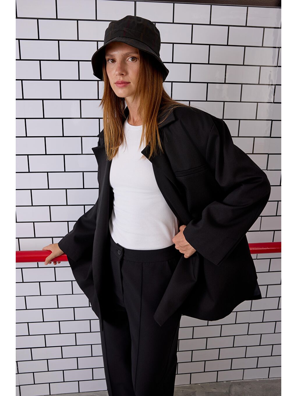 Nervürlü Midi Pantolon Siyah-4