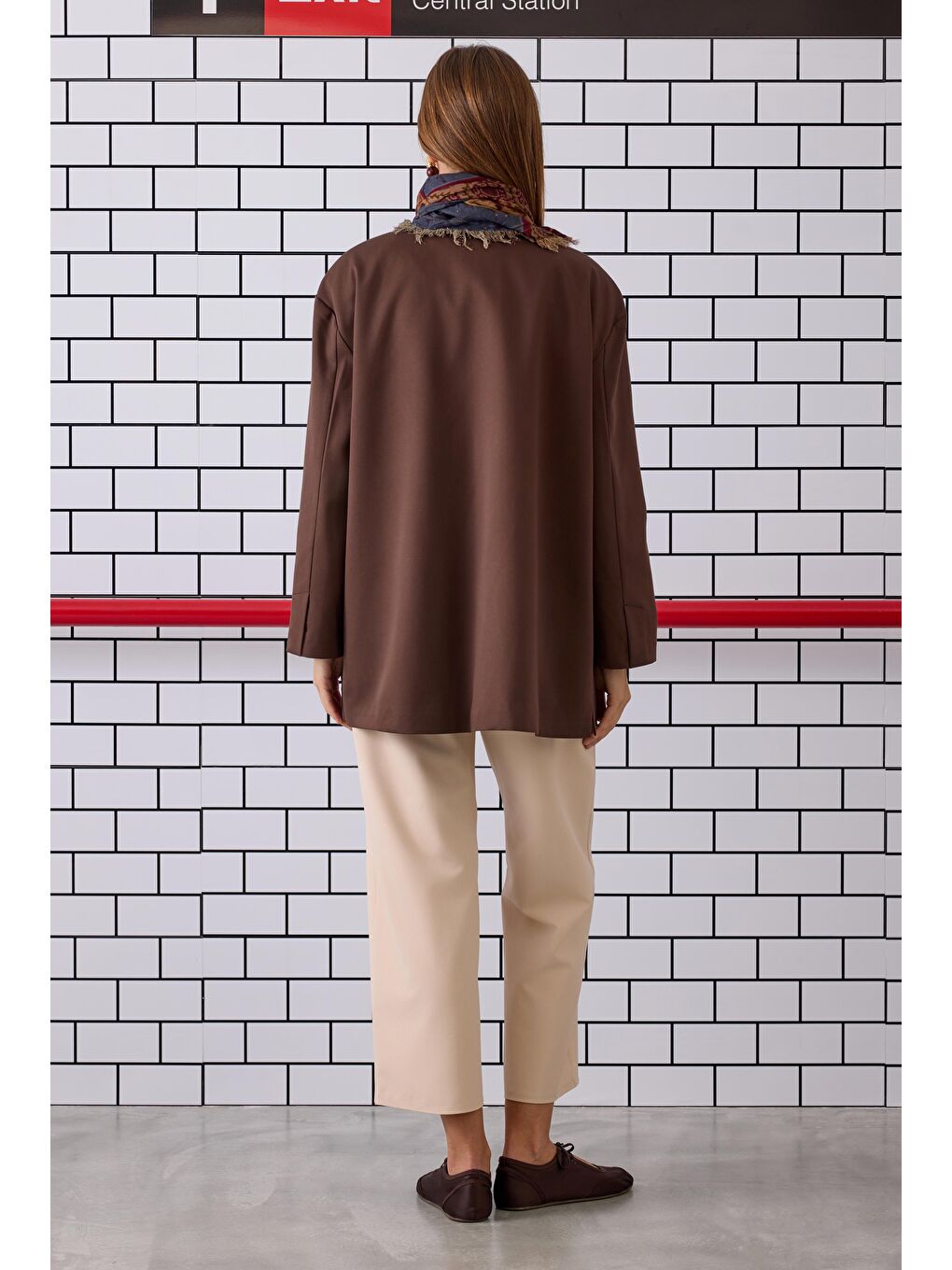 Nervürlü Midi Pantolon Bej-2