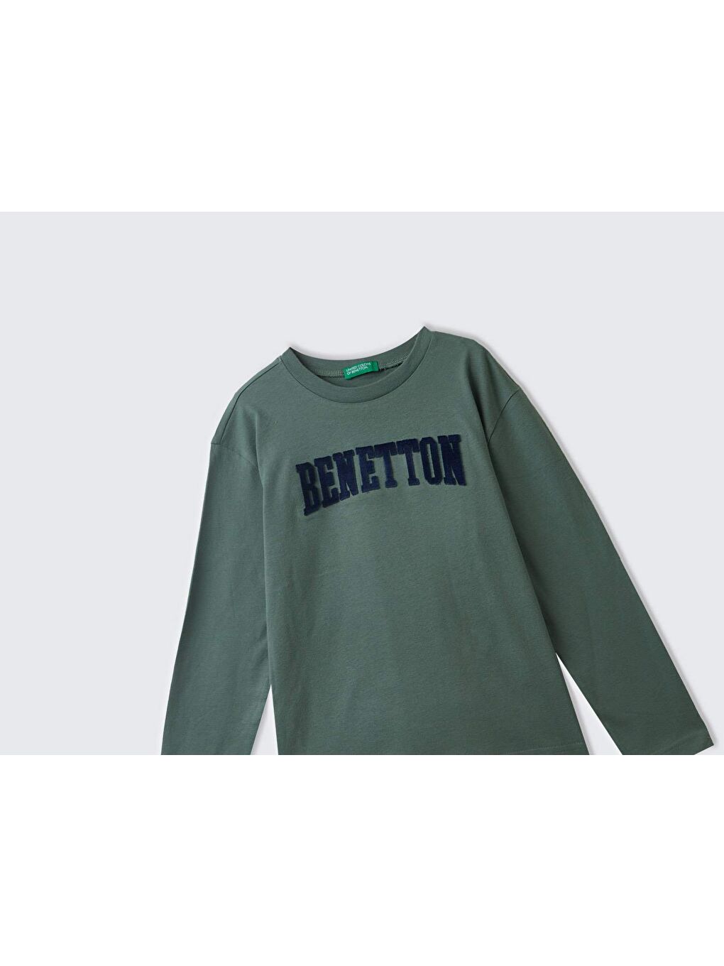 United Colors Of Benetton Erkek Çocuk Haki Önü Logo İşlemeli Uzun Kollu T-Shirt - 1