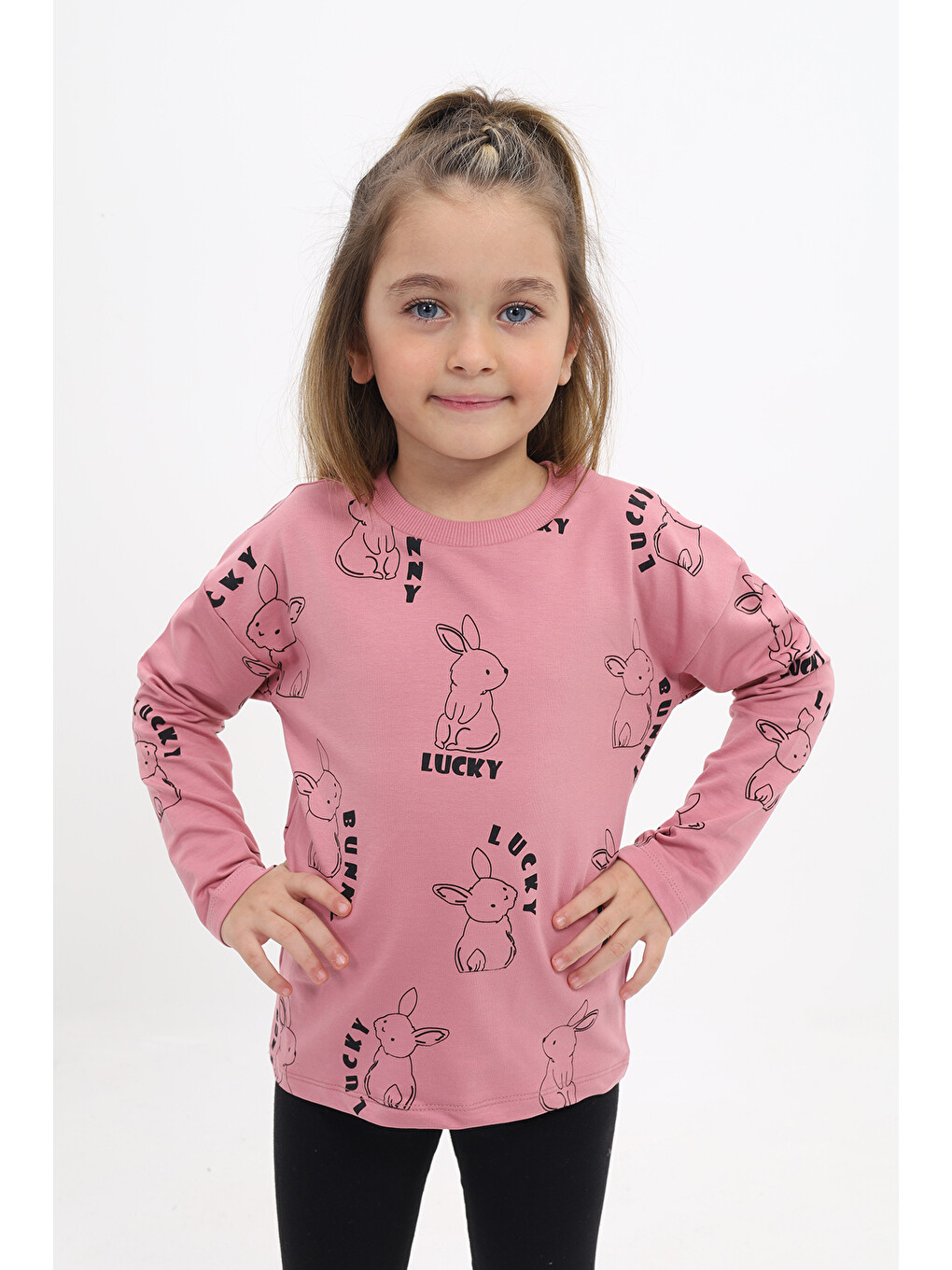 Pembe Kız Çocuk Baskılı Sweatshirt