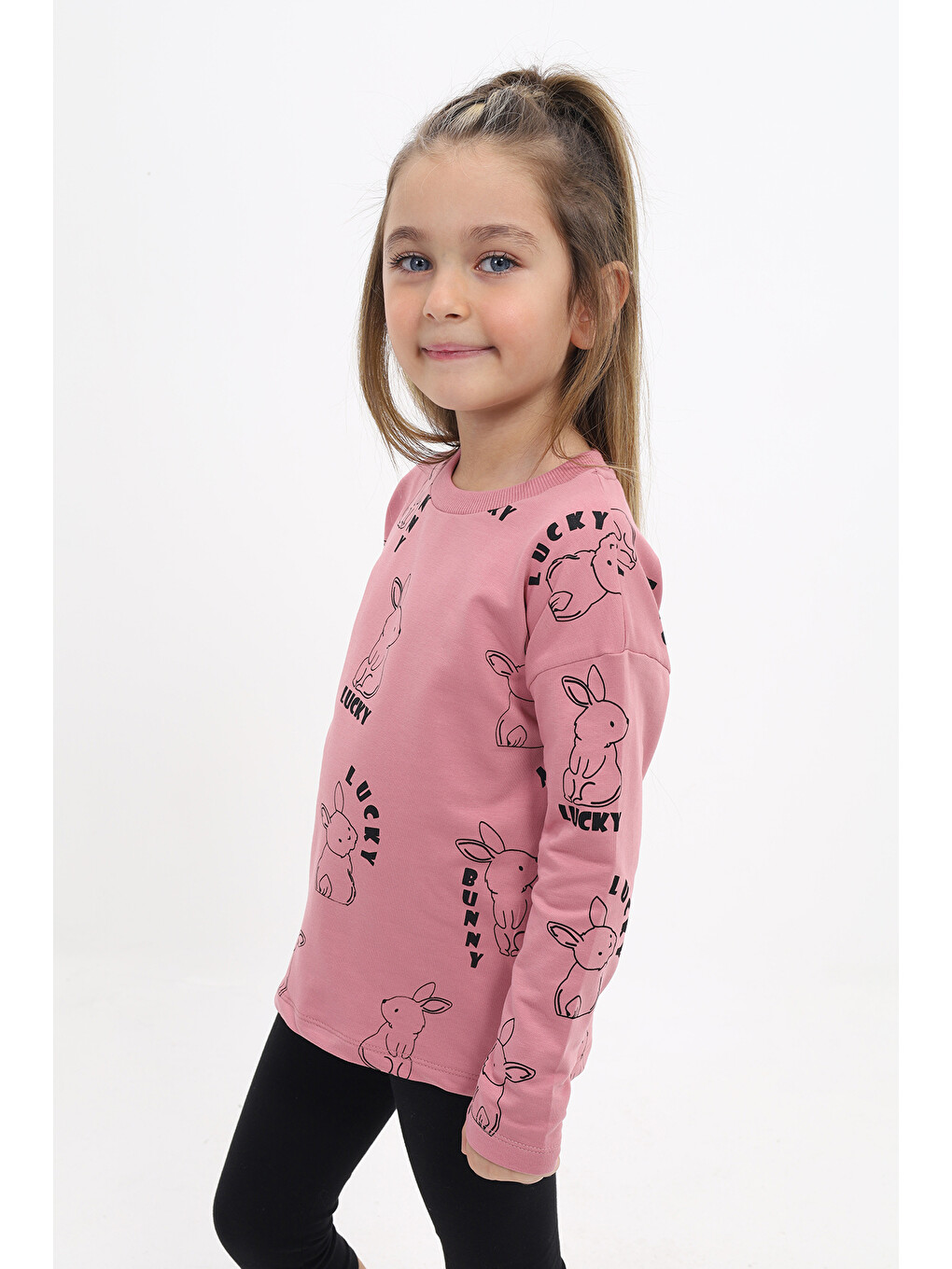 Pembe Kız Çocuk Baskılı Sweatshirt-1