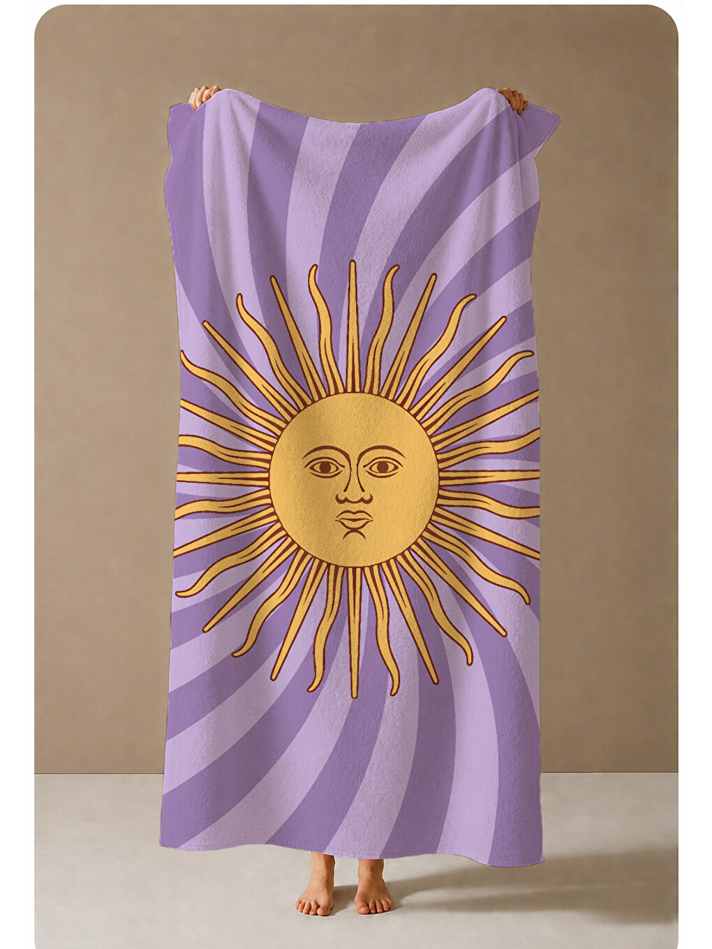 Mor Işınlı Güneş Yüzü Desenli 70x150 Cm Dijital Baskılı Plaj Ve Banyo Havlusu-3