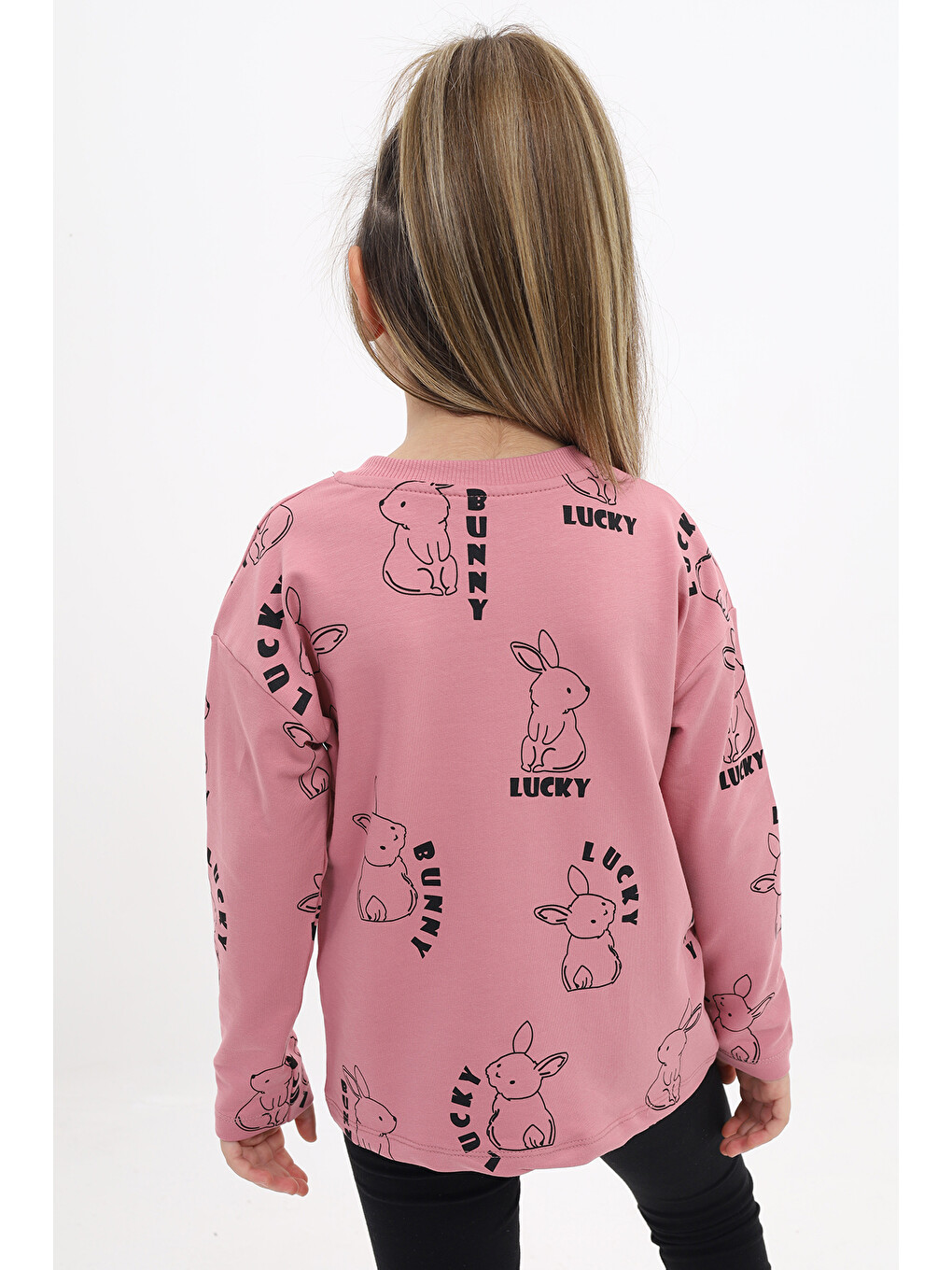Pembe Kız Çocuk Baskılı Sweatshirt-2