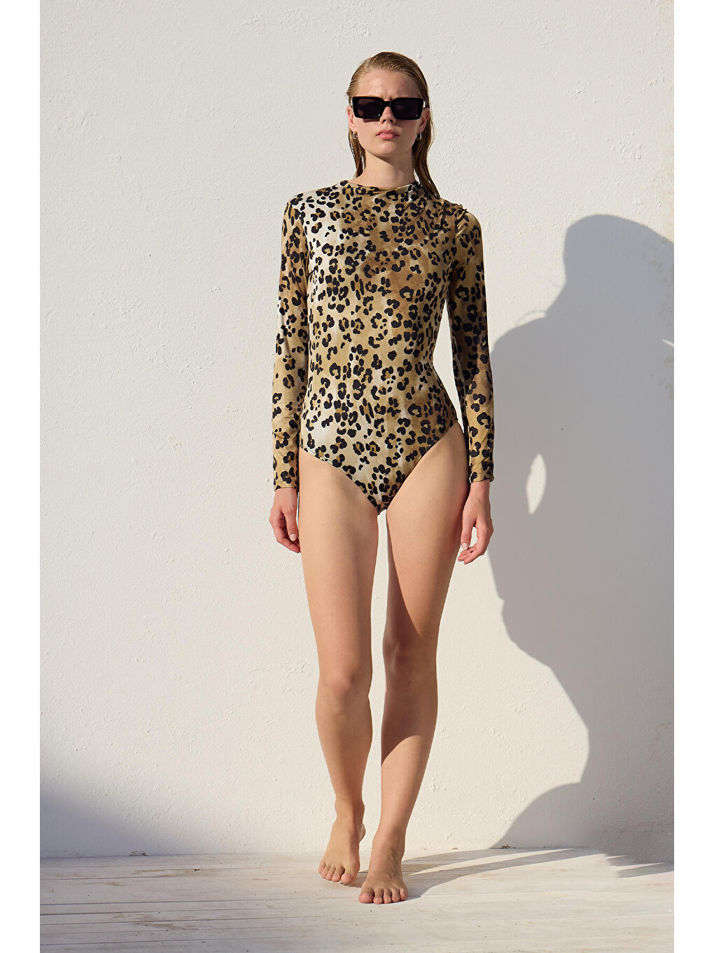 Kahverengi Desenli Yüzücü Surf Mayo Leopar-4
