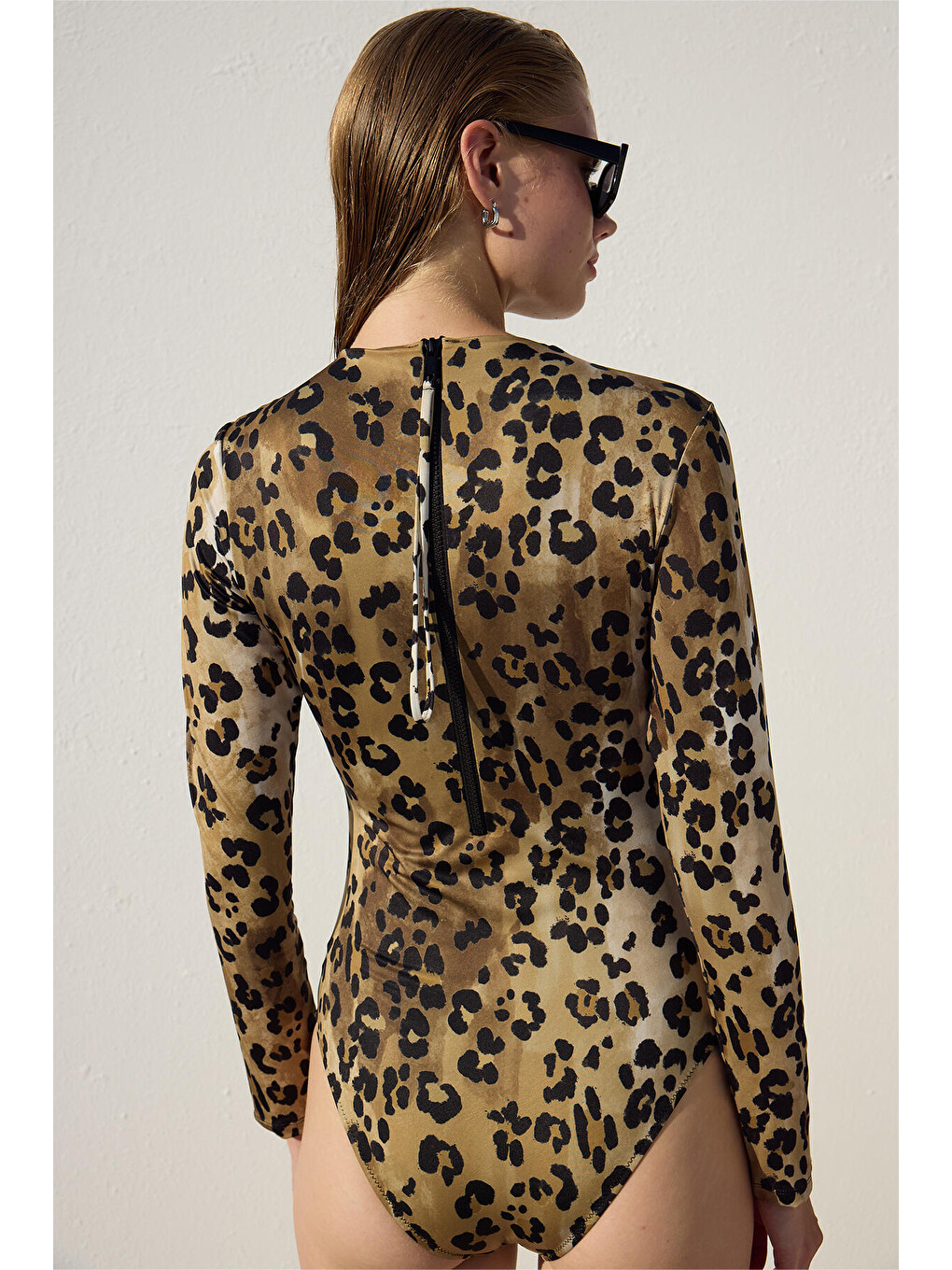 Kahverengi Desenli Yüzücü Surf Mayo Leopar-5