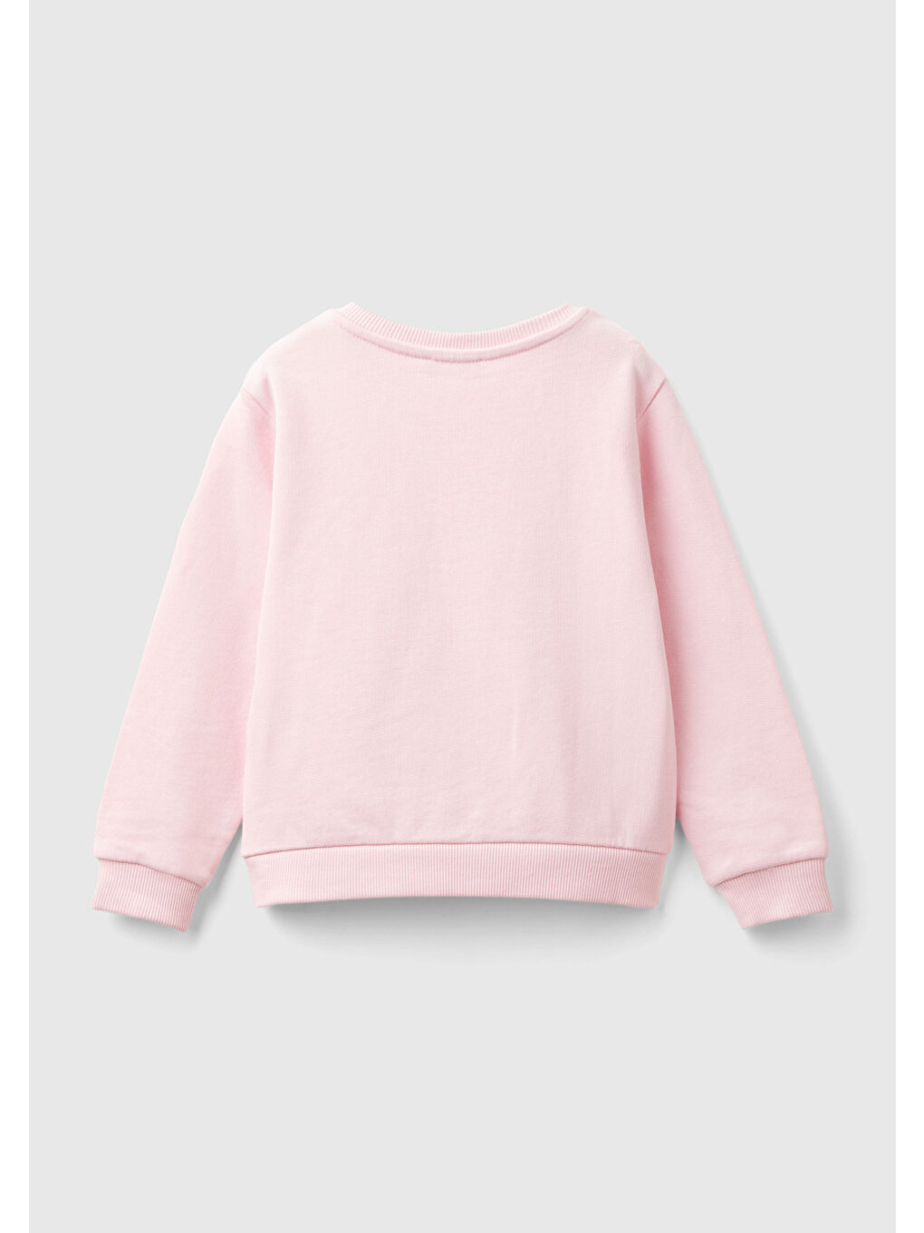 United Colors Of Benetton Kız Çocuk Açık Pembe Önü Simli Logo Baskılı Normal Kesim Bisiklet Yaka Sweatshirt - 1