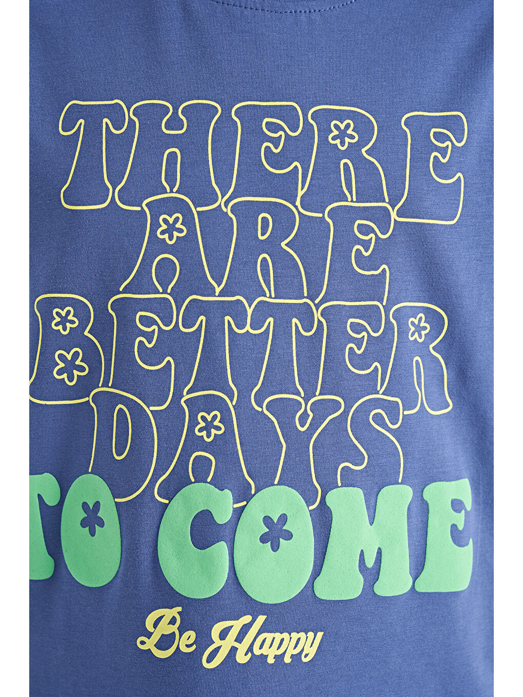 Mor Açık Eflatun O Yaka Yazı Baskılı Rahat Form Kısa Kollu Cropped Kız Çocuk Tişört - 75118-4