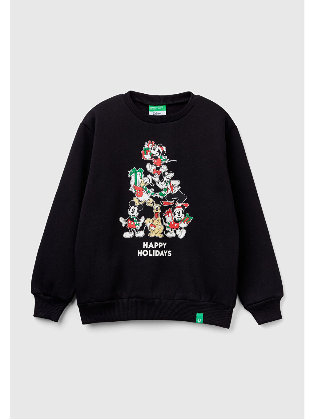 Erkek Çocuk Siyah Etek Ucu Logo Etiketli Mickey Mouse Baskılı Sweatshirt