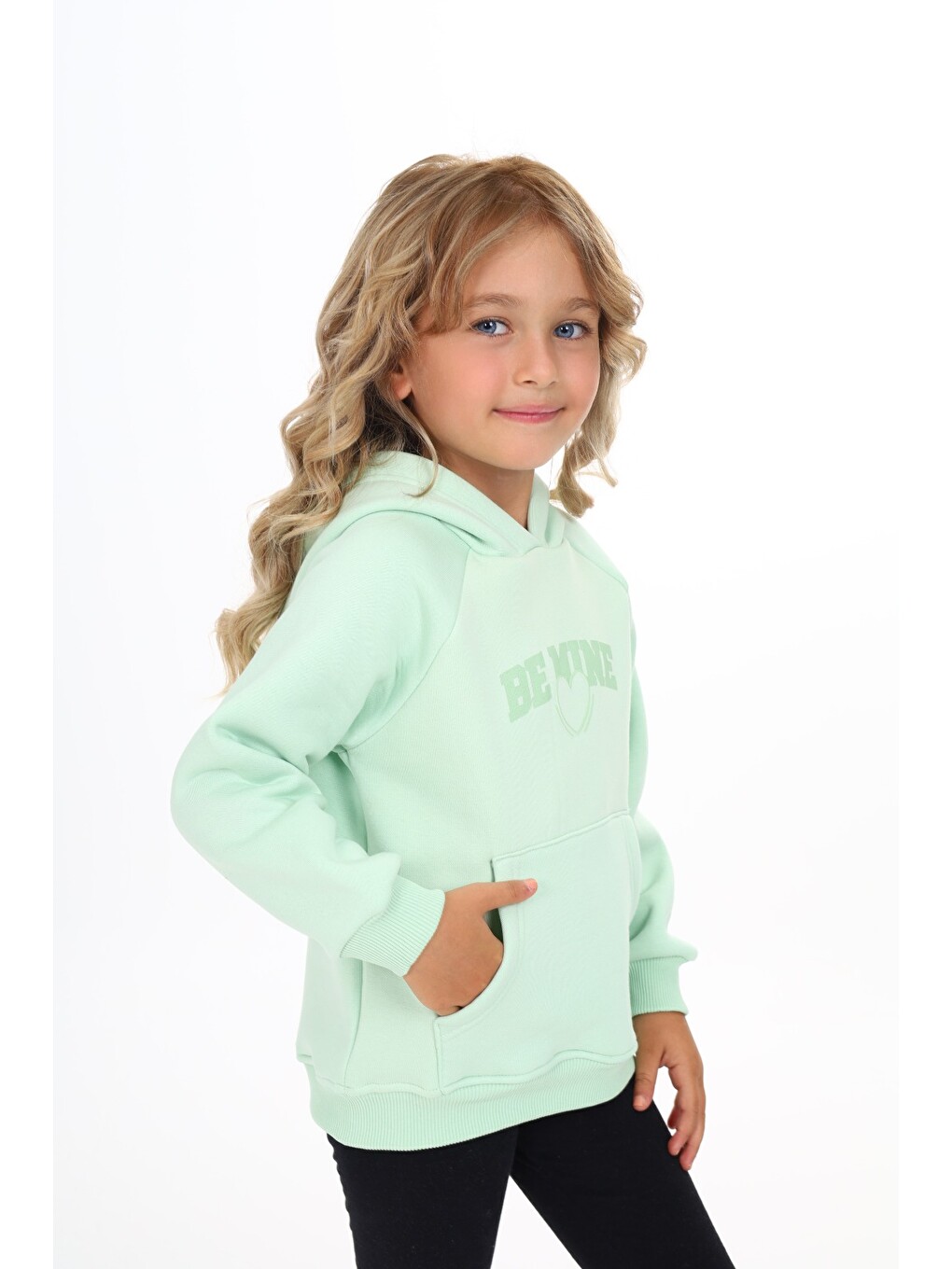 Turkuaz Kız Çocuk Baskılı Sweatshirt-3