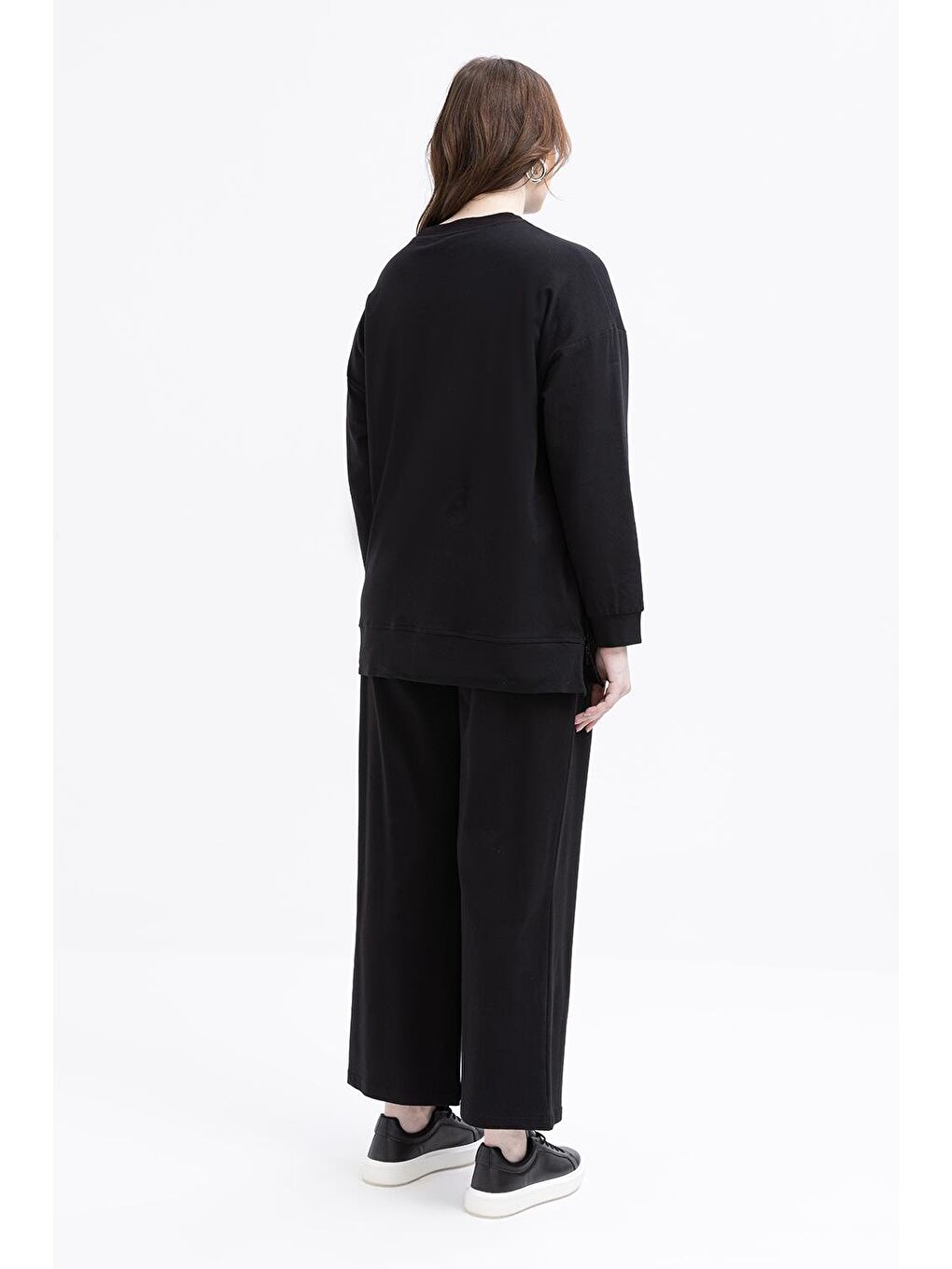 Siyah-Büyük Cepli Yandan Fermuarlı Büyük Beden Eşofman Takımı-2