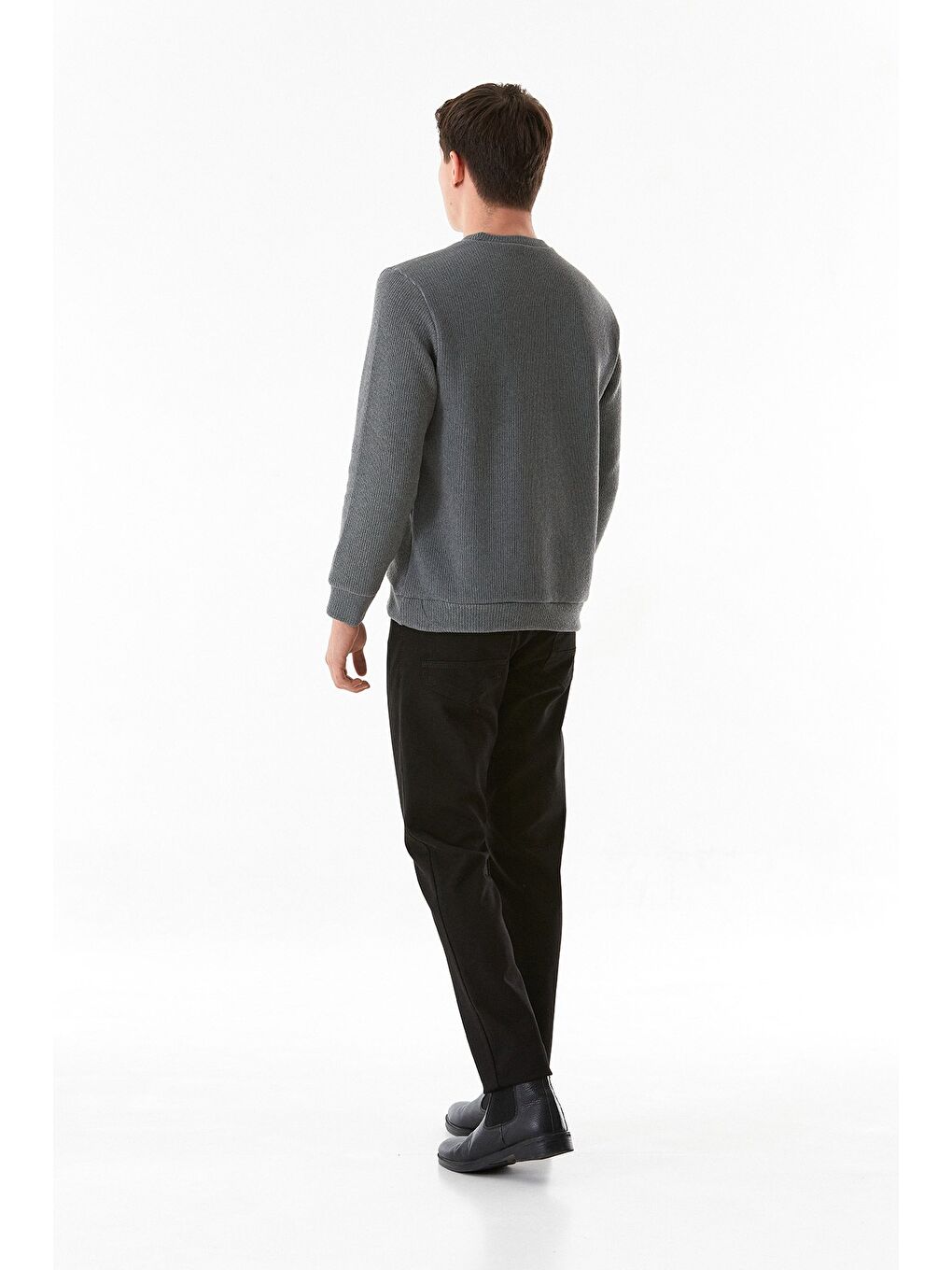 Antrasit Basic Bisiklet Yaka Triko Kazak-4