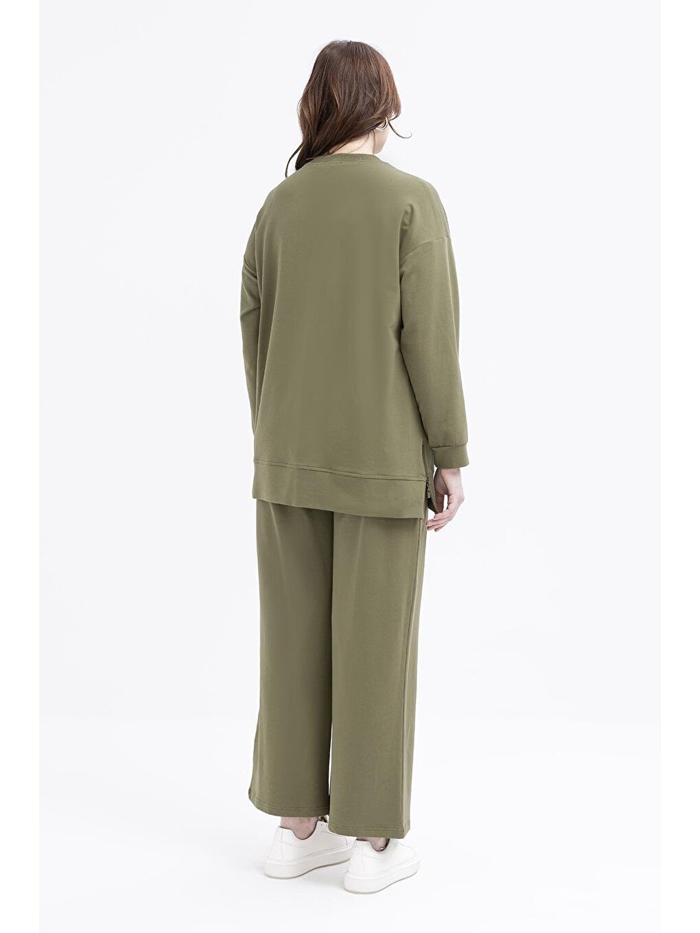 Haki-Büyük Cepli Yandan Fermuarlı Büyük Beden Eşofman Takımı-3